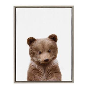 18" x 24" Sylvie Baby Bear Framed Canvas by Amy Peterson Gray - Kate and Laurel