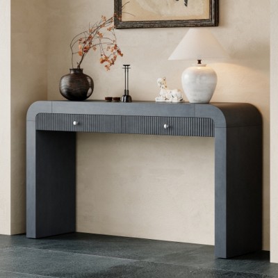 Rustic Console Table with Drawers, Narrow Entryway Table with Wood Grain Finish, Hallway & Sofa Table for Living Room-Maison Boucle