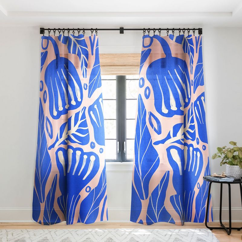 Viviana Gonzalez Abstract Floral Blue Single Panel Sheer Window Curtain - Deny Designs, 1 of 7