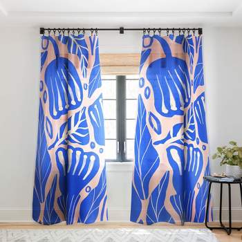 Viviana Gonzalez Abstract Floral Blue Single Panel Sheer Window Curtain - Deny Designs