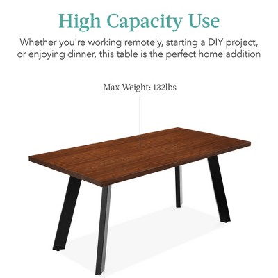 Brown Extendable Wood Dining Table with Black Steel Legs