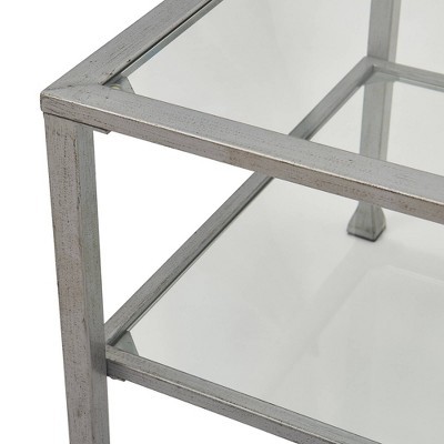 Maddox Rectangular Silver Glass and Metal Coffee Table