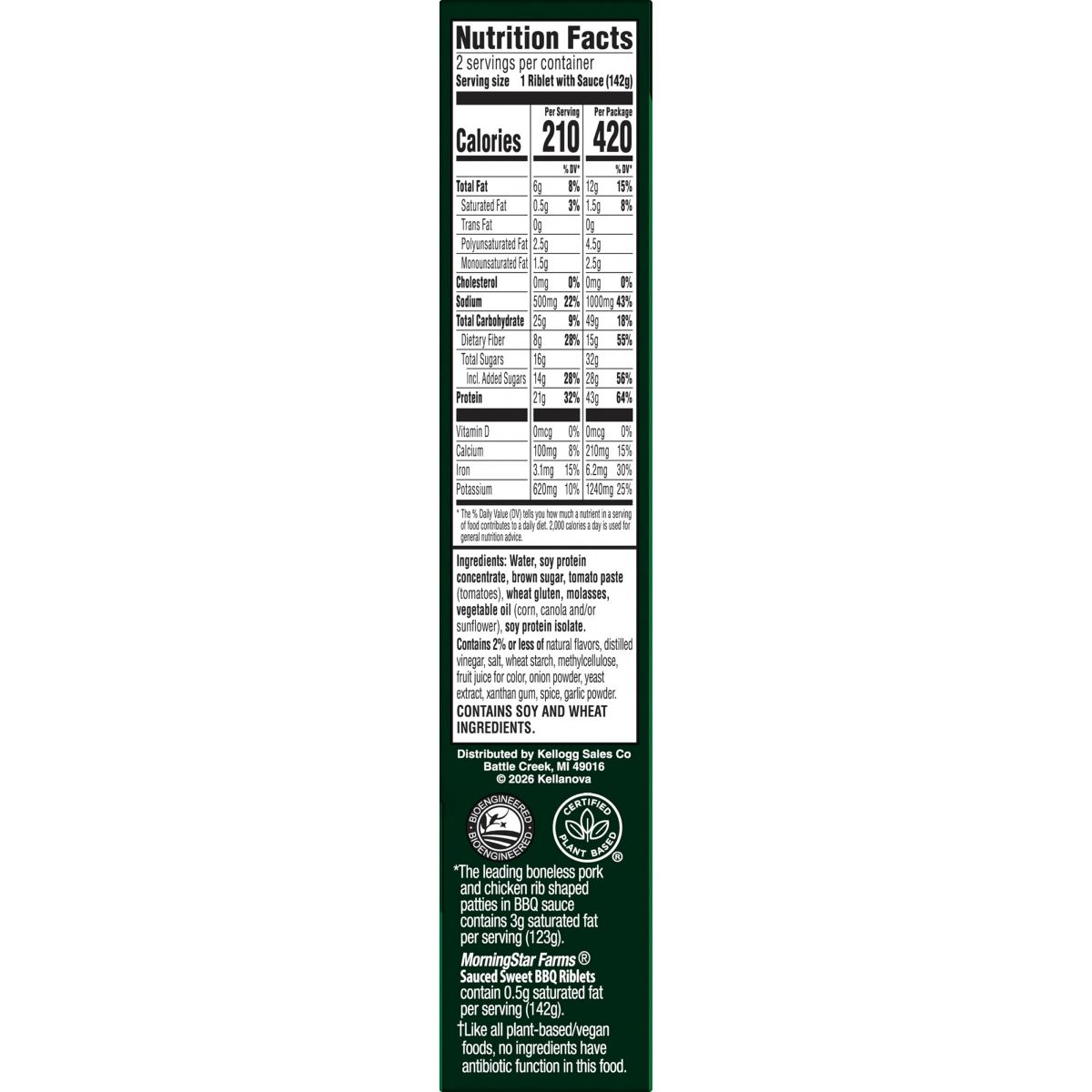 MorningStar Farms Vegan Frozen Sauced Riblets Sweet BBQ - 10oz/2ct - thumbnail 2