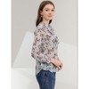 Allegra K Women's Floral Long Sleeve Retro Ruffled Button Down Top - 4 of 4