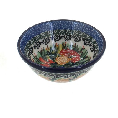 Blue Rose Polish Pottery Summer Blooms Small Bowl