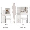 37'' Vanity Table Set with LED Mirror, Cushioned Stool and Sliding Storage Drawers for Makeup and Bedroom Use-3irtyhousy - 4 of 4