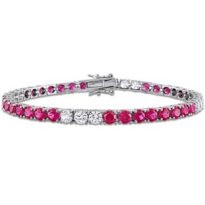 EVERLY JEWELRY | Sterling Silver Created Stone Tennis Bracelet, 7.5 in- Multiple Created Stone Option - 1 of 4