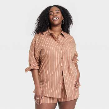 Women's Ktw Puff Elbow Sleeve T-shirt - A New Day™ Brown 4x : Target