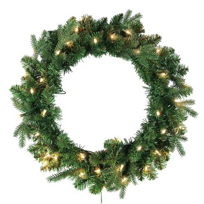 Kurt Adler 24" Pre-Lit Clear Jackson Pine Wreath