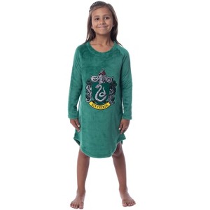 Harry Potter Girls' Hogwarts Houses Crest Raglan Pajama Nightgown-All Houses - 1 of 3