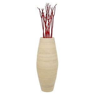 Uniquewise Bamboo Cylinder Shaped Floor Vase - Handcrafted Tall Decorative Vase - Ideal for Dining Room, Living Room, and Entryway - 1 of 4