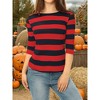 INSPIRE CHIC Women's Stripes Casual Basic Elbow Sleeves Boat Neck Slim Fit T-Shirts - 3 of 4
