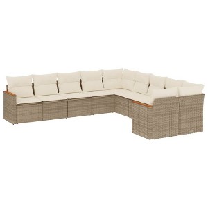 vidaXL 10 Piece Patio Sofa Set with Cushions - Beige Without Table - 1 of 4