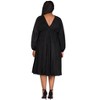 24seven Comfort Apparel Plus Size Shimmer Pleated V Neck Empire Waist Bishop Sleeve Midi Dress - 3 of 3