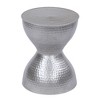 Royal Hampton Industrial Style Hammered Texture Iron Stool with Hourglass Shaped Body - - 3 of 4