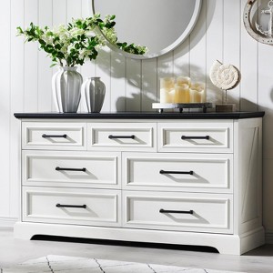 52" Wide Farmhouse 7 Drawers Dresser for Bedroom, Wood Chest of Drawers with Natural Texture for Bedroom, Living Room - 1 of 4