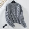 Coolmee Women's Cable Knit Sweaters Long Sleeve Crewneck Chunky Loose Fit Pullover Tops - 2 of 3