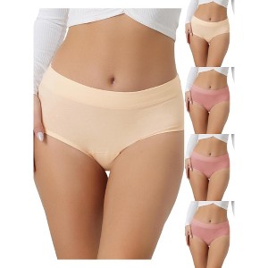 Allegra K Women's Breathable Cotton Comfortable Stretch 3 Layers High Waist Briefs Multicolored - 1 of 4