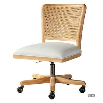 Crisolina Swivel Height-adjustable Office Task Chair with Rattan Back | Karat Home-Linen