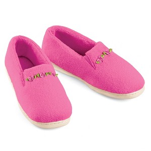 Collections Etc Rosette Plush Terry Cloth Padded Foot Bed Skid-Resistant Slippers - 1 of 4