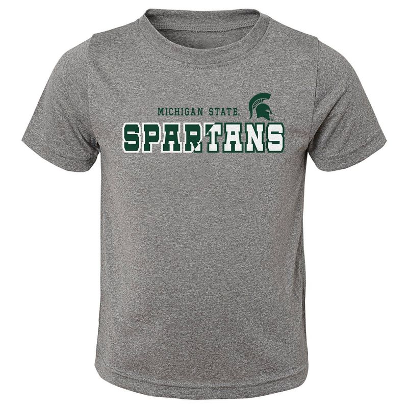 NCAA Michigan State Spartans Boys&#39; Heather Gray Poly T-Shirt, 1 of 2