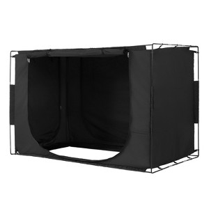VEVOR Bed Tent, Pongee Fabric, 3 Doors Breathable Tent with 0.37 in Fiber Poles on Bed Privacy, Full Size 70% Blackout Sleeping Bed Canopy, Black - 1 of 4