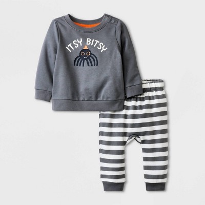 Image of Baby 2pc 'Itsy Bitsy' Sweatshirt & Jogger Pants Set - Cat & Jack™ Gray 12M