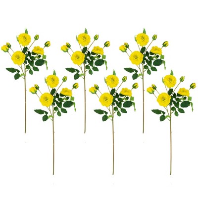 Northlight Real Touch™ Yellow Artificial Camellia Rose Floral Sprays, Set of 6 - 23"