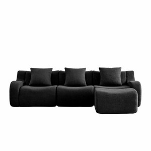 Aukfa Modular Teddy Fabric Sofa,Convertible Modular Sectional Sofa Set , 3-Seats with 1/2/3 Ottoman Soft Boneless Design for Living Room - 1 of 4