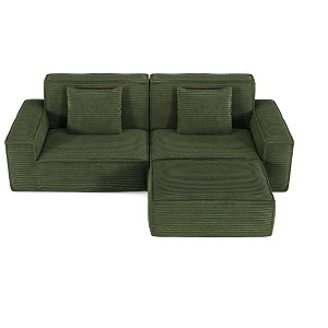 TiramisuBest 106.3" Large Striped Fabric Compression Sofa, Modern Living Room & Bedroom Furniture, High Rebound Green - 1 of 4