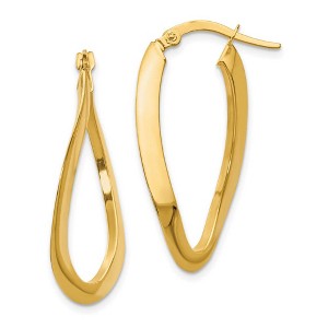 Black Bow Jewelry Twisted Oval Hoop Earrings in 14k Yellow Gold, 33mm (1 5/16 Inch) - 1 of 4