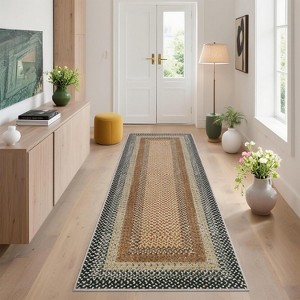 Acekool Washable Braided Print Rug, Non Slip Low Pile Stain Resistant Foldable Area Rug for Living Room Bedroom Dining - 1 of 4