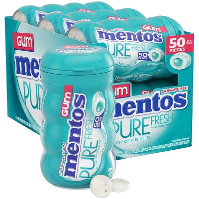 Mentos Pure Fresh Sugar-Free Chewing Gum With Xylitol, Wintergreen - 50 Count (Pack Of 6)