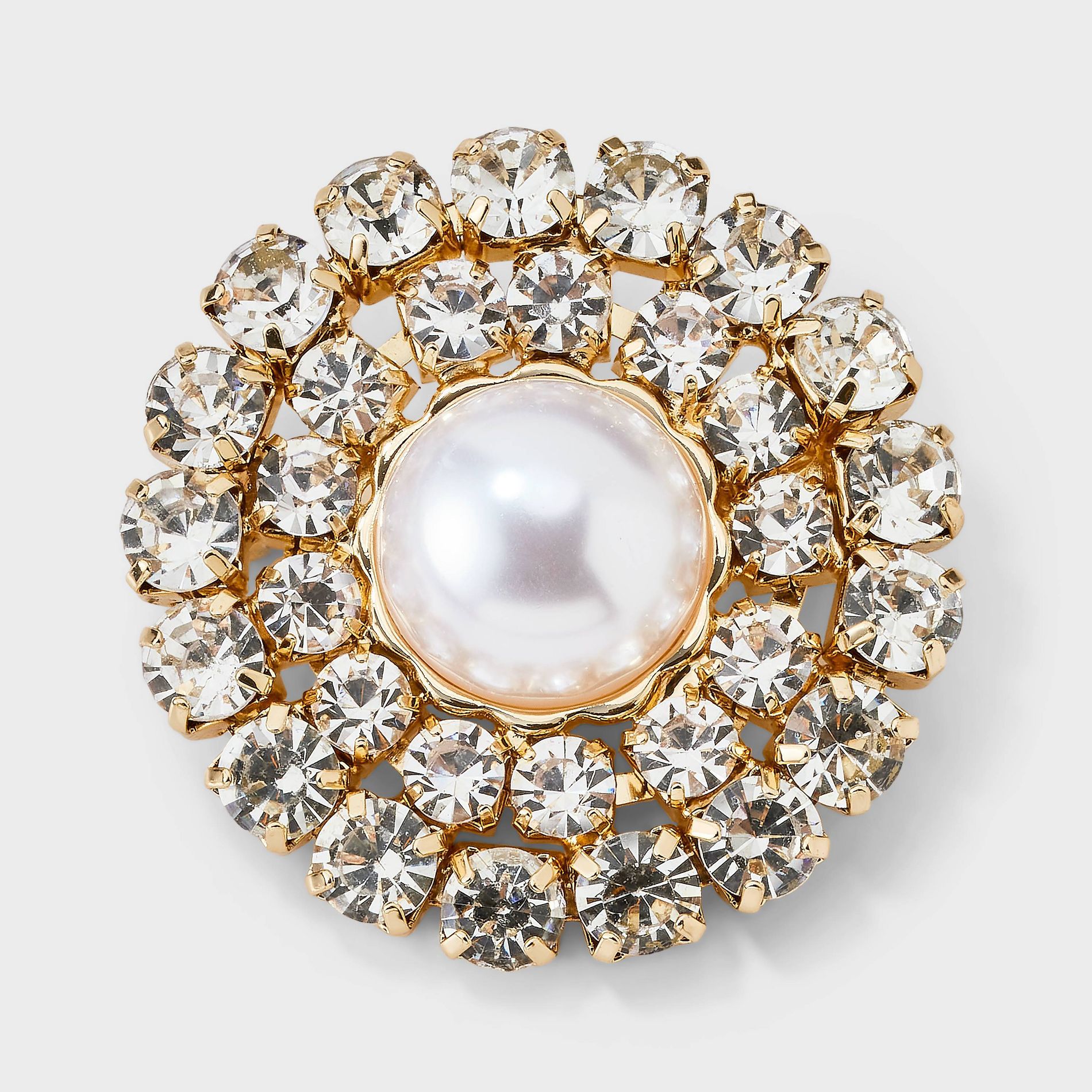 Rhinestone & Pearl Radial Brooch Pin - A New Day™ Gold/Silver