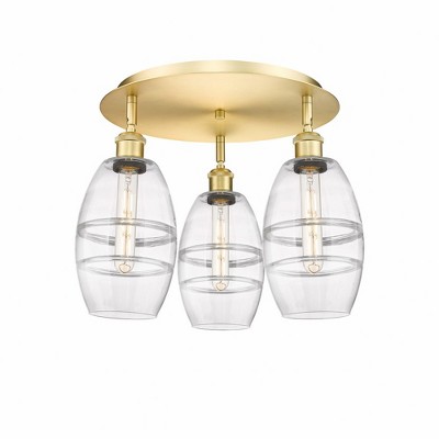Vaz - 3 Light Flush Mount In Industrial Style-9.13 Inches Tall and 17.63 Inches Wide