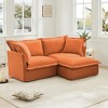 Oversized 83.4" Chenille Slipcovered L-Shaped Modular Sectional Sofa with French Edges and Removable Covers - 3 of 4