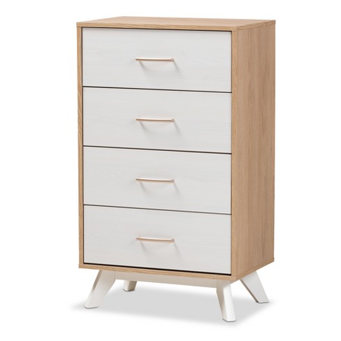 Helena Mid Century Modern Natural Oak And Whitewashed Finished