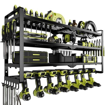 Hausource 4 Layer Power Tool Organizer with 8 Drill Holder Tool Storage Rack Gift for Men