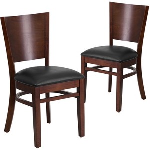 Emma and Oliver 2 Pack Solid Back Wooden Restaurant Chair - 1 of 4