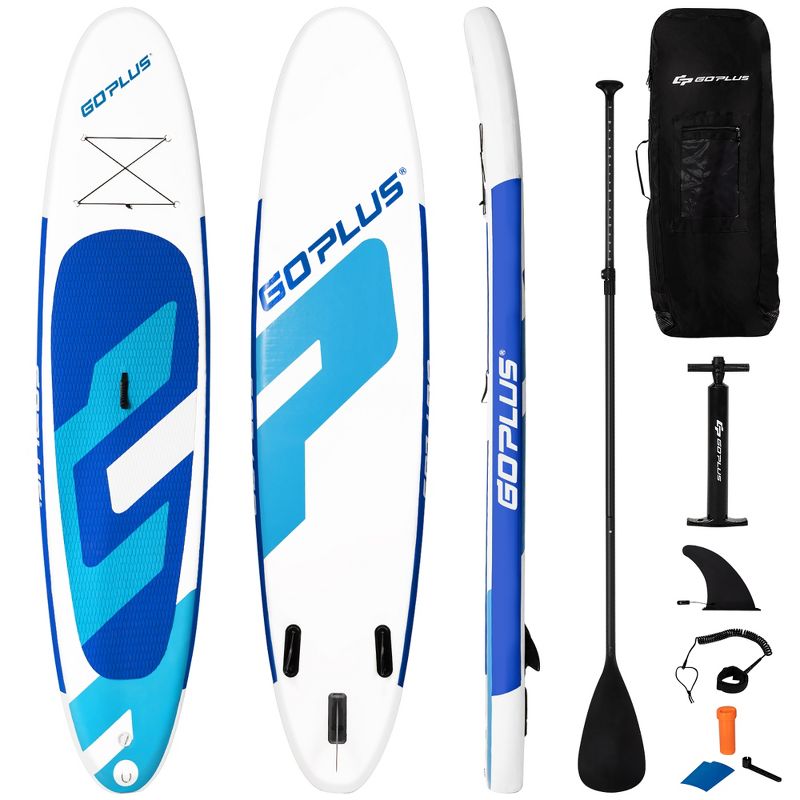 Costway 11ft Inflatable Stand Up Paddle Board 6'' Thick W/Backpack Leash Aluminum Paddle, 1 of 13