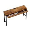 NicBex Dining Table Set for 3 Kitchen Table Pub Bar Table 3 Drawers Long Dining Table Set with 3 Stools Power Outlets Easy Assembly - 3 of 4