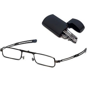 Original Patented Mini-Foldtm Folding Reading Glasses with Flip Top Hard Case, Gold w/ Tortoise Case +1.00 - 1 of 4