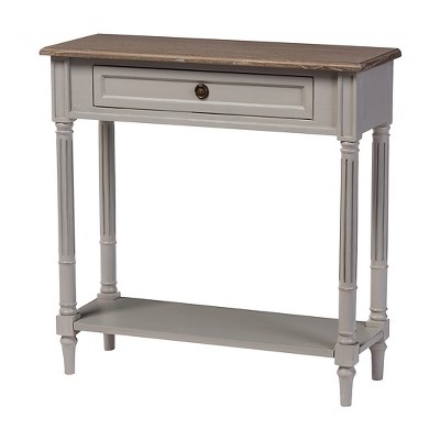 Edouard French Provincial Style Console Table with 1 Drawer - White/Light  Brown - Baxton Studio