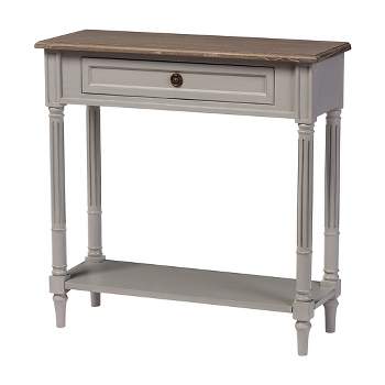 Edouard French Provincial Style Console Table with 1 Drawer - White/Light Brown - Baxton Studio