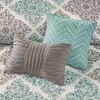 Sapphtopaz 6 Pcs Transitional Printed Comforter Set, Bedding Set Features Small Leaf Print Quilt Set with Throw Pillows, Machine Washable - 4 of 4