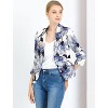 INSPIRE CHIC Women's Open Front Office Long Sleeve Lightweight Printed Floral Crop Suit Blazer - 3 of 4