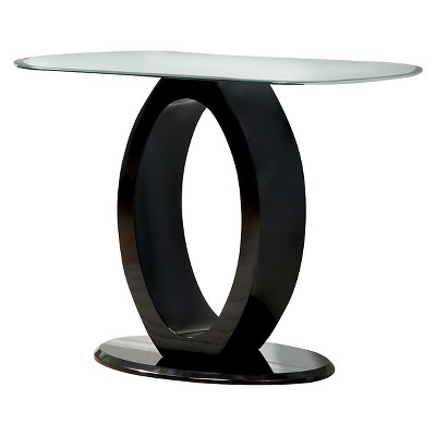 Ozzy High Gloss Oval Glass Top Sofa Table Black - HOMES: Inside + Out