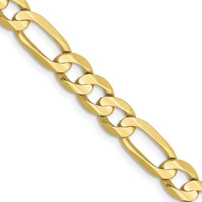 Black Bow Jewelry Men's 6mm, 10k Yellow Gold, Concave Figaro Chain Necklace