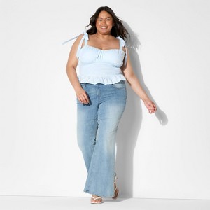 Women's Smocked Sweetheart Neck Tank Top - Wild Fable™ Light Blue - 1 of 3