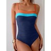 Eomenie Women's One Piece Swimsuit Tummy Control Ruched Bathing Suit Full Coverage Slimming Swimwear Color Block Swim Suit - 2 of 3